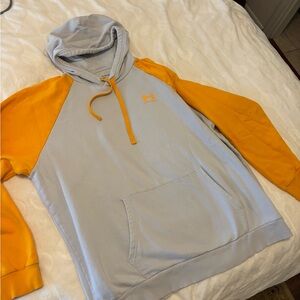 Under Armour Men's Light Gray and Orange Hoodie
